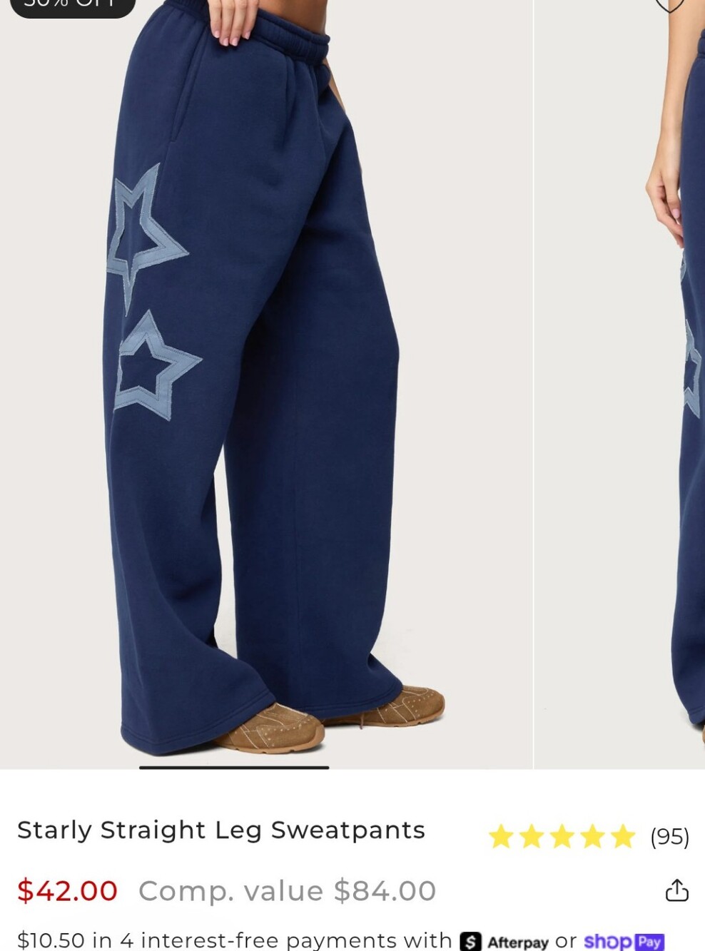 Edikted Navy Straight-Leg Sweatpants with Star Appliqués